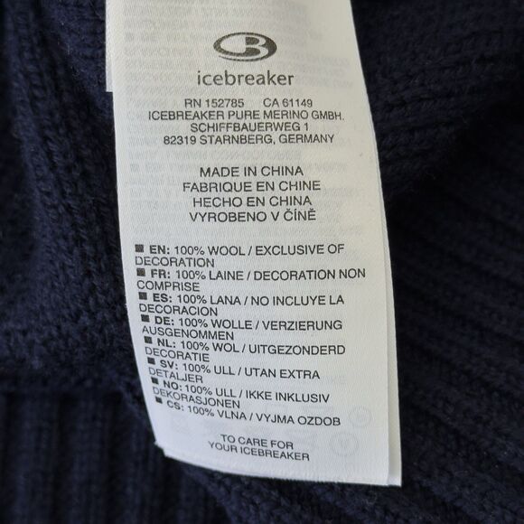 Icebreaker Mens Crewneck Sweater Size XXL Blue 100% Merino Wool Knit Fisherman - Picture 5 of 8